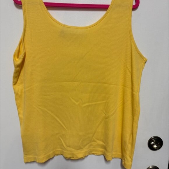 WOMAN WITHIN BRIGHT YELLOW RIBBED 100% COTTON TANK. SZ. 1X - Picture 3 of 3